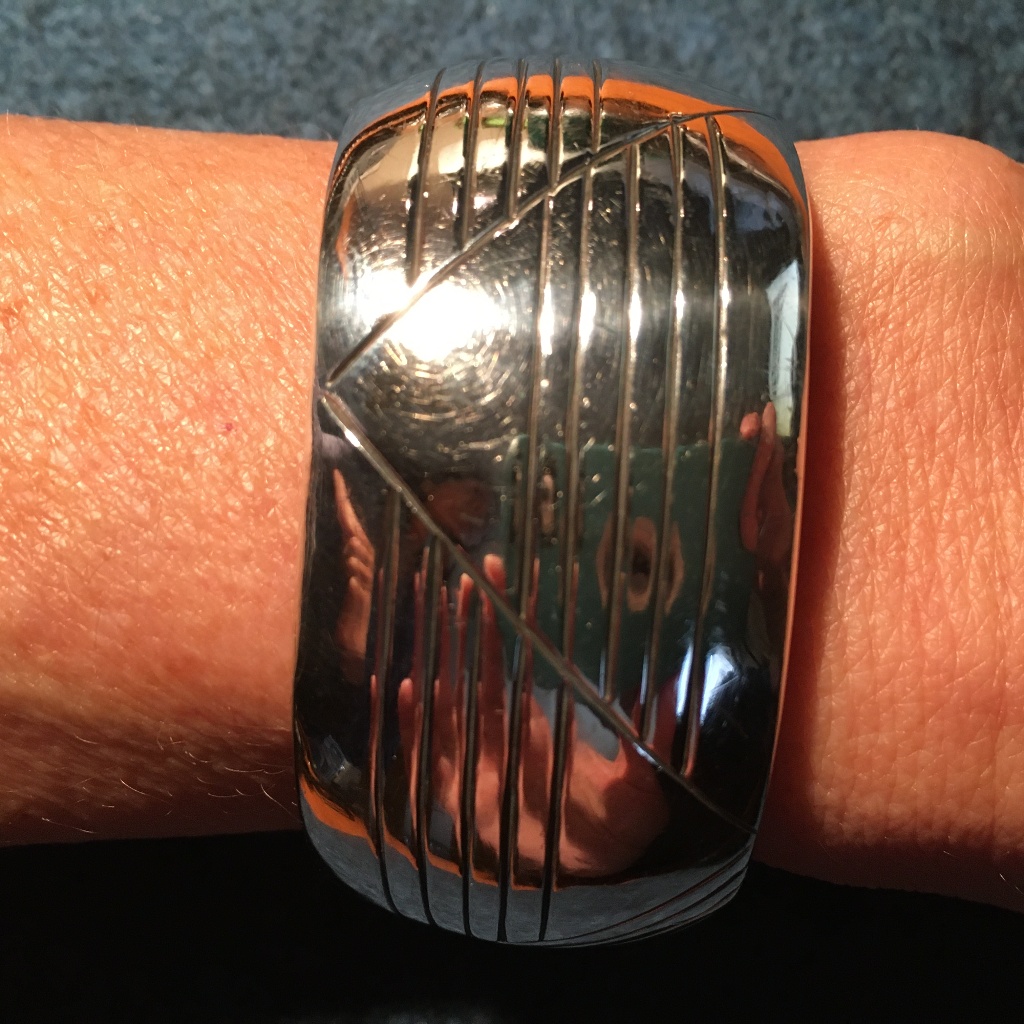 Womens Decorative Silver Cuff Bracelet
